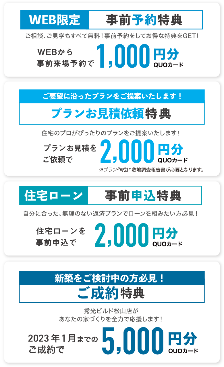 WEBから事前来場予約でさらに1,000円分クオカード